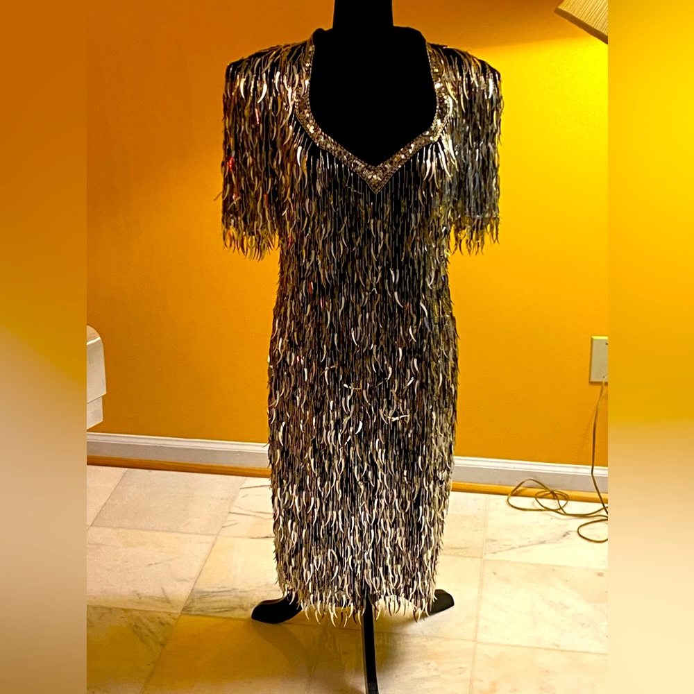Silver sequins dress size Medium 10